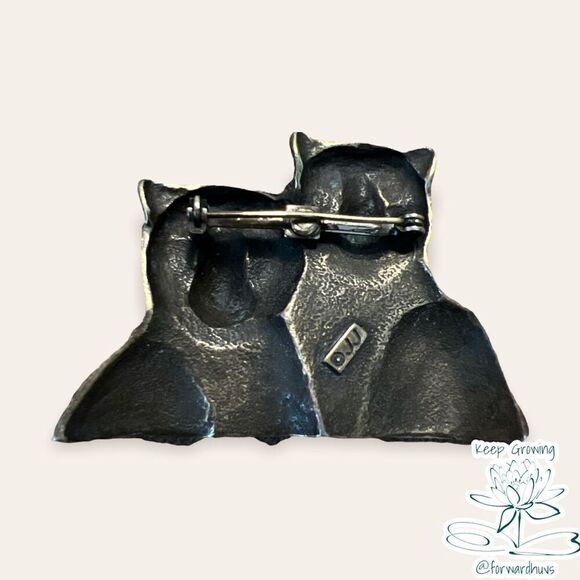 Leopard Couple Pewter Signed Jonette Jewelry J.J. Brooch - Picture 4 of 9